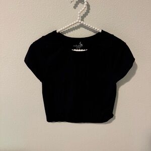 Free People Black Cropped Tee